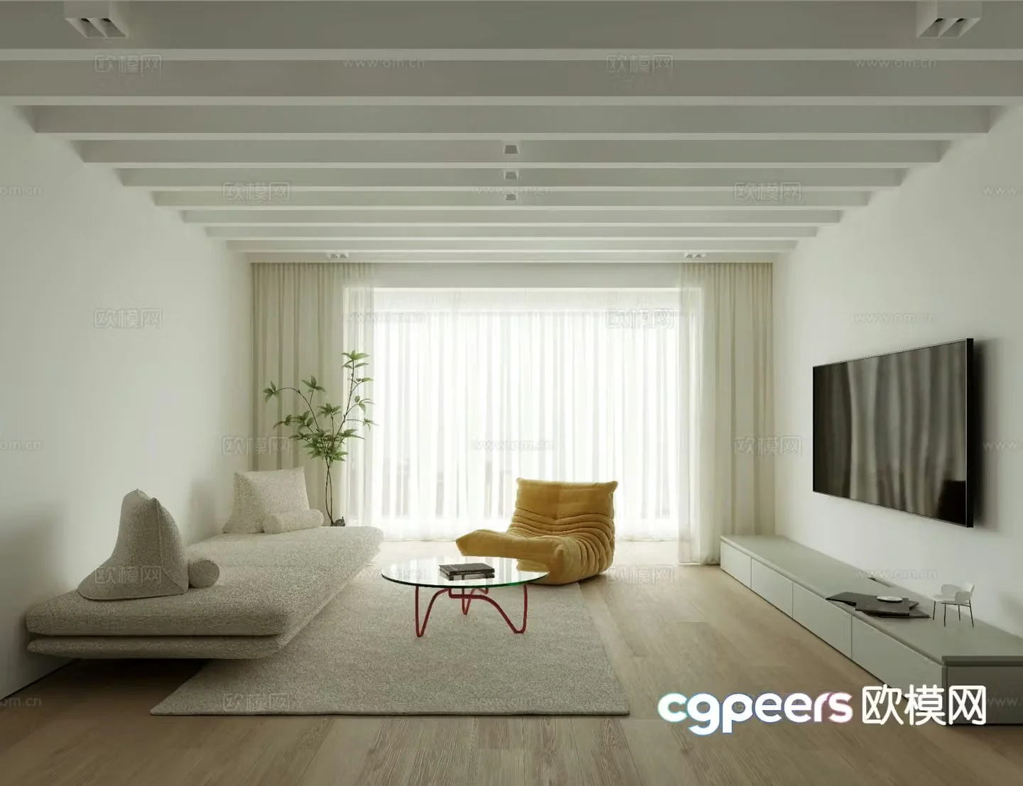 Wabi-sabi living room 3d model
