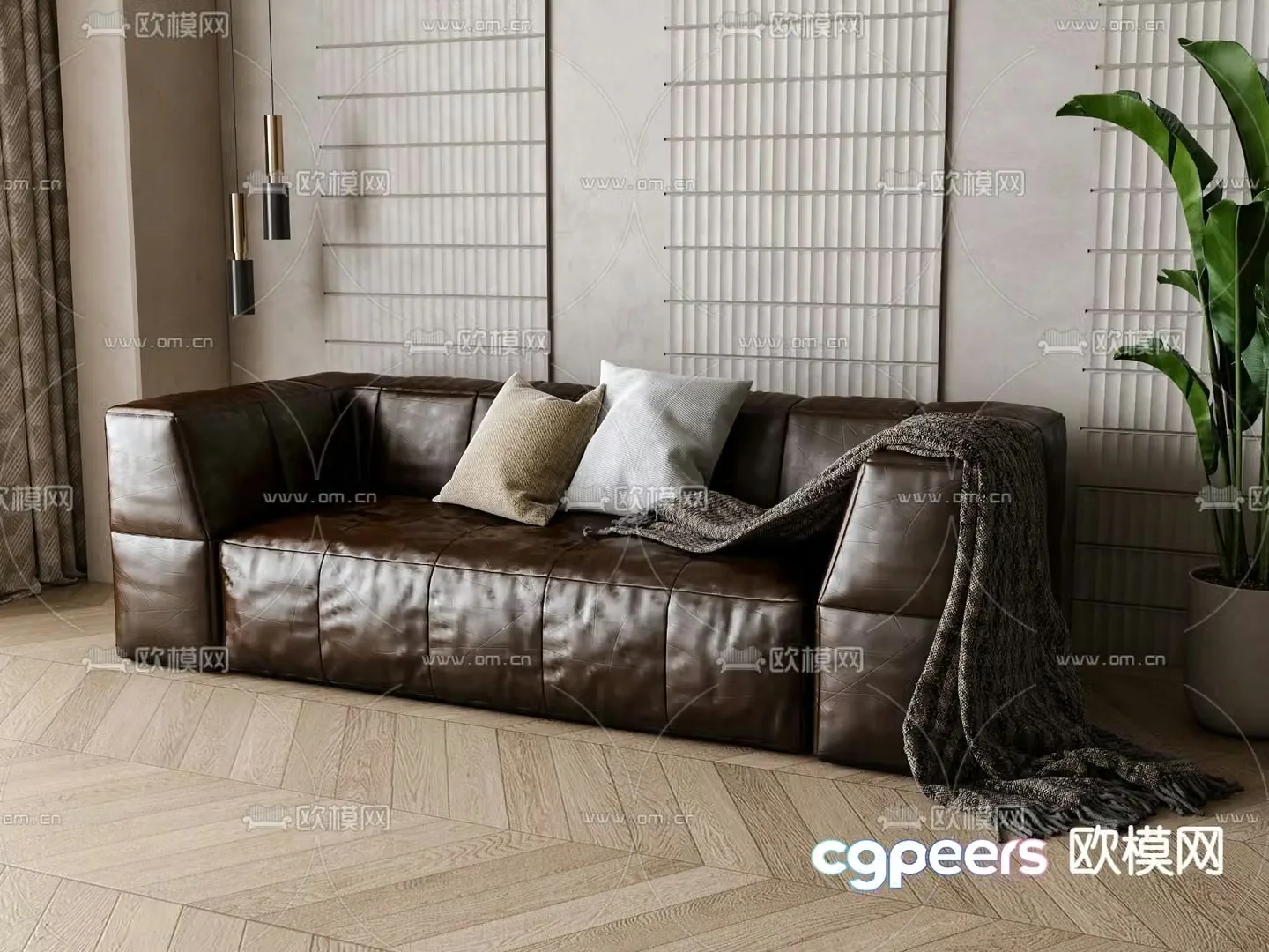 leather sofa sofa 3d model double