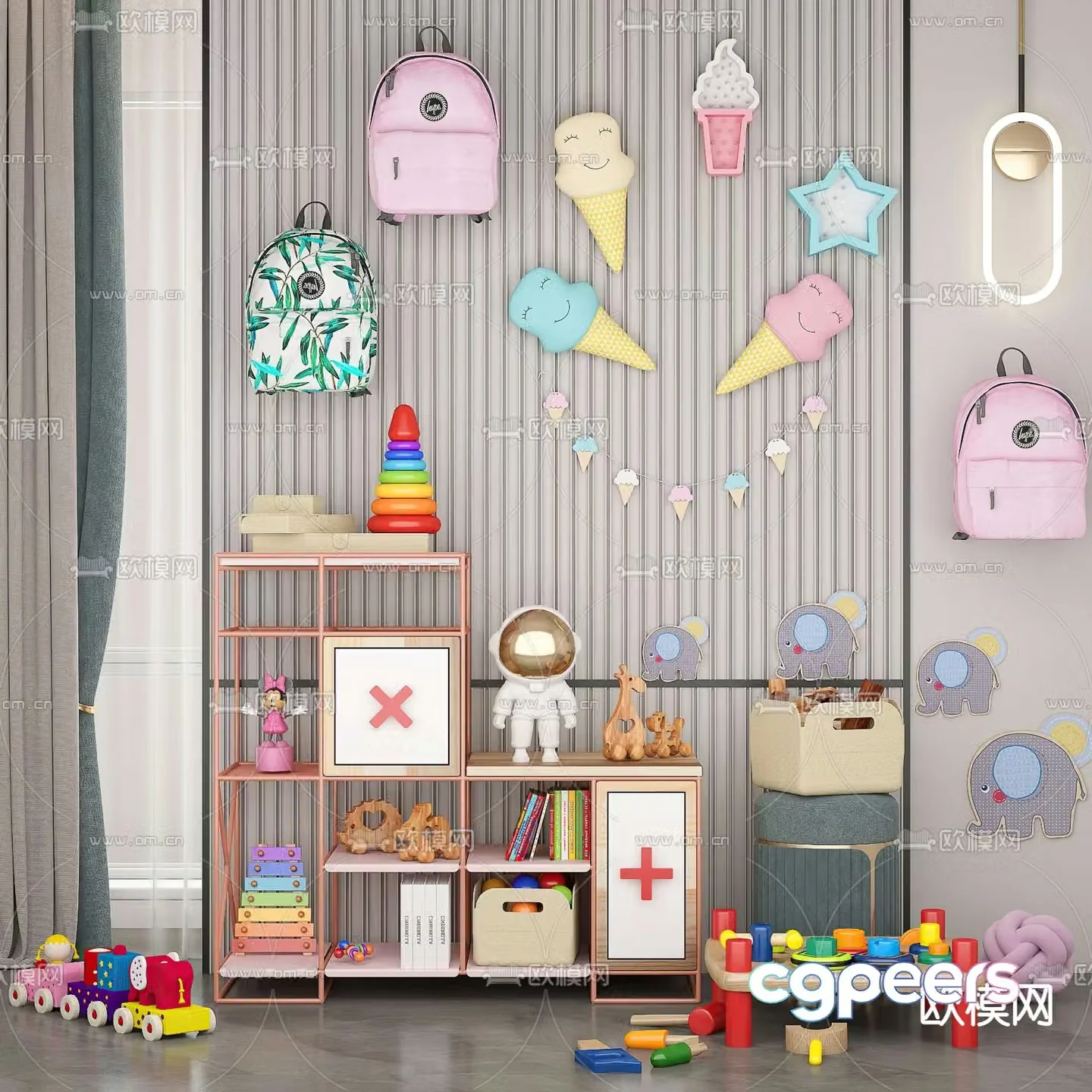 Nordic metal children’s cabinet 3d model