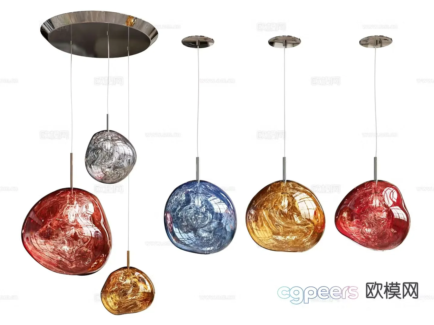 tomdixon lava lamp color chandeliers 3d model
