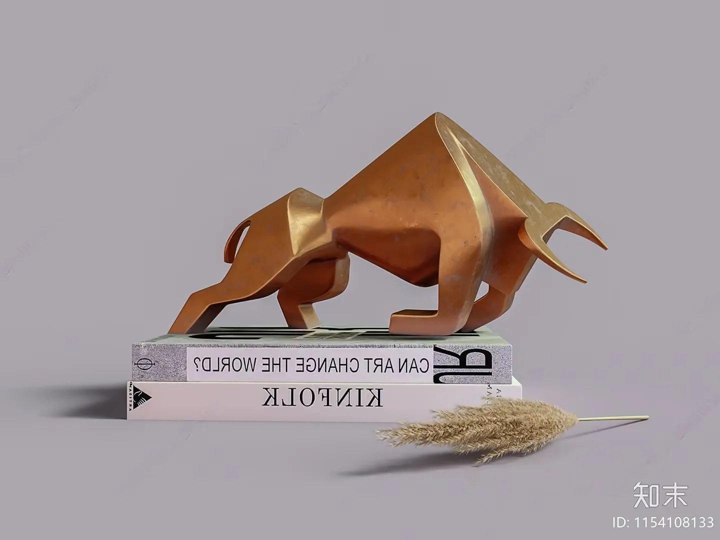 A Modern Abstract Sculpture Of A Bull 3D Model – 13670 – VRAY Render