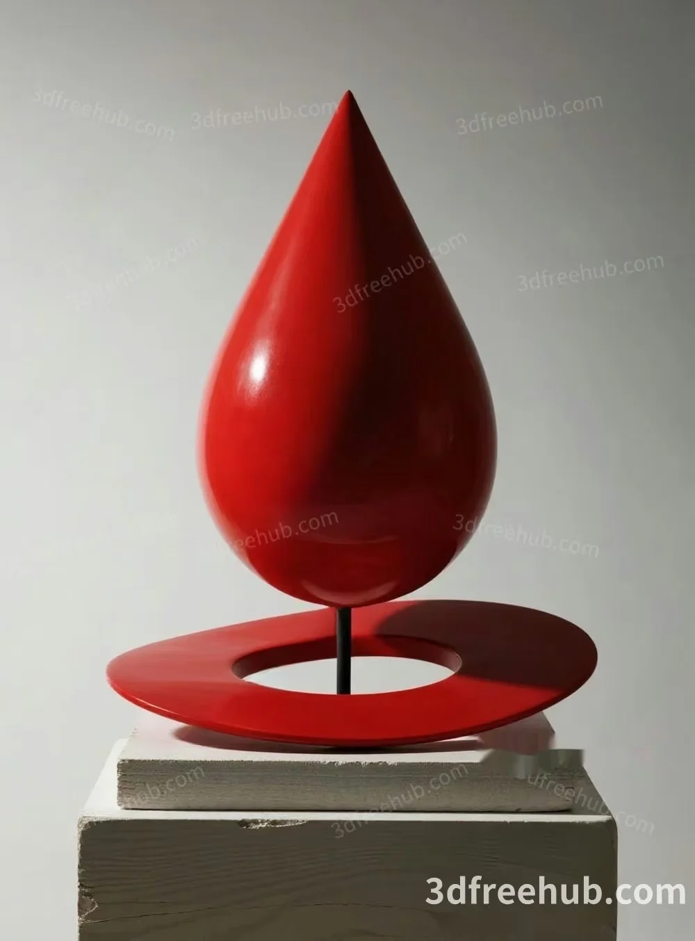 Red Teardrop Sculpture 3D Model – 20948 – VRAY Render