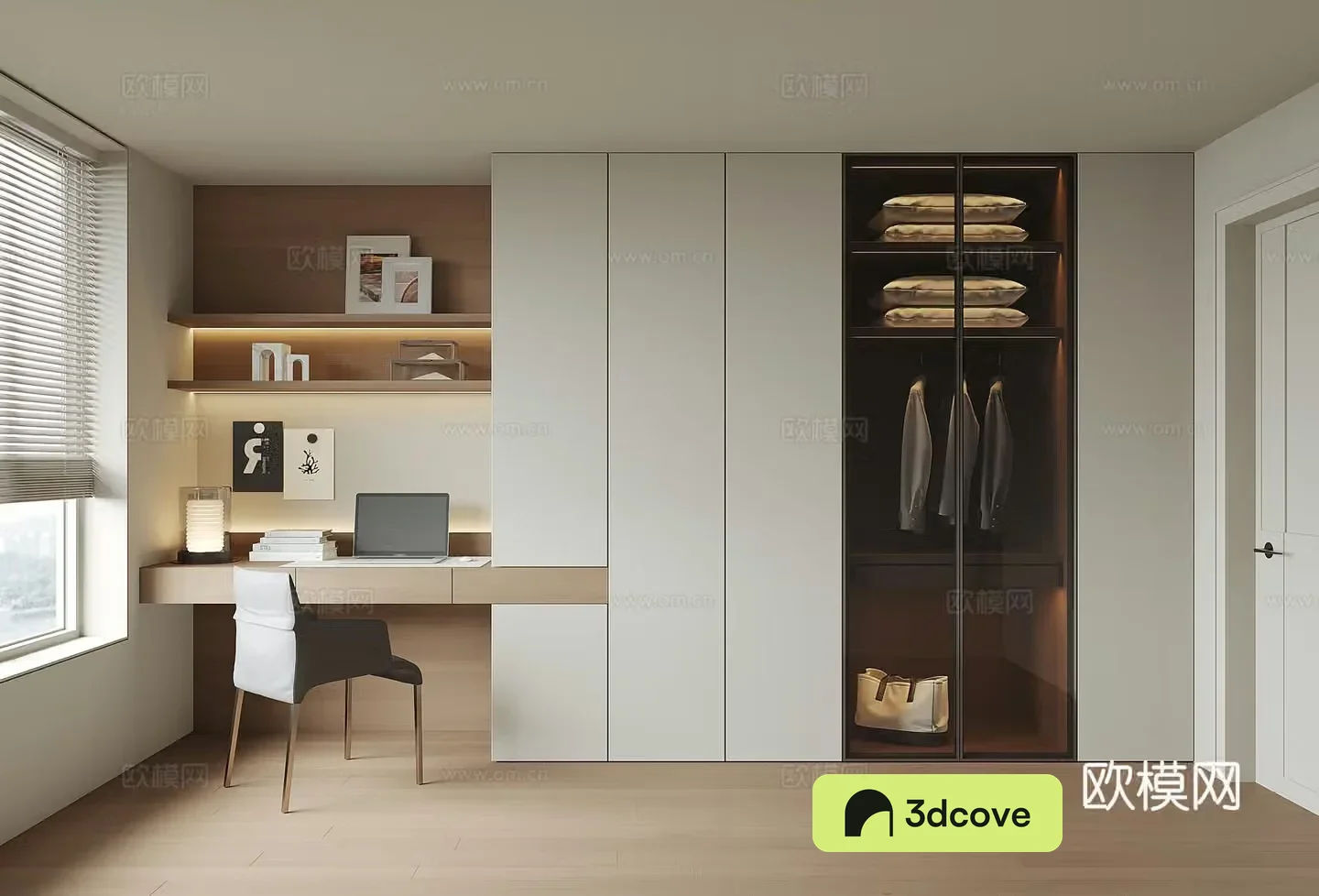 Modern wardrobe desk chair combination