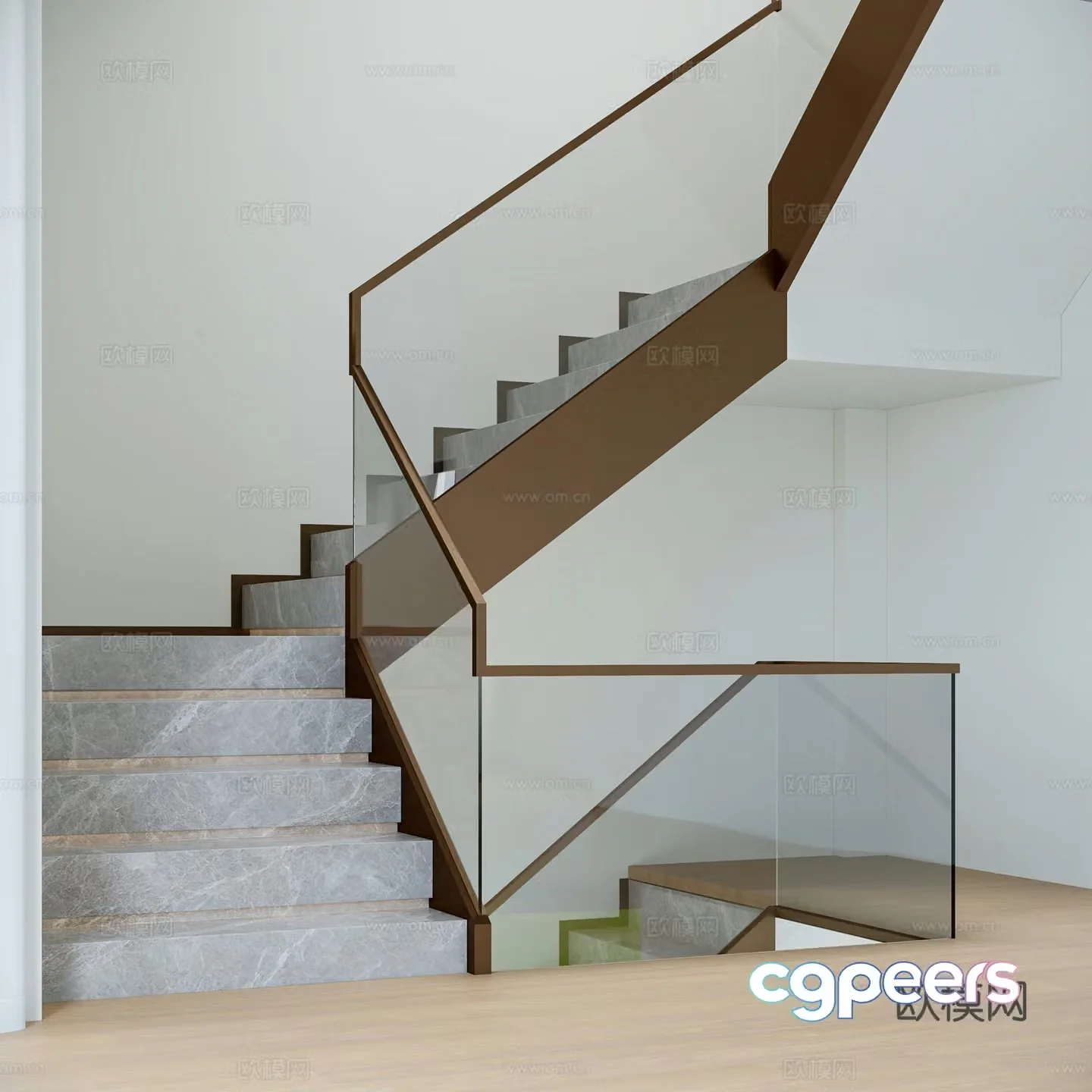 Modern corner staircase 3d model