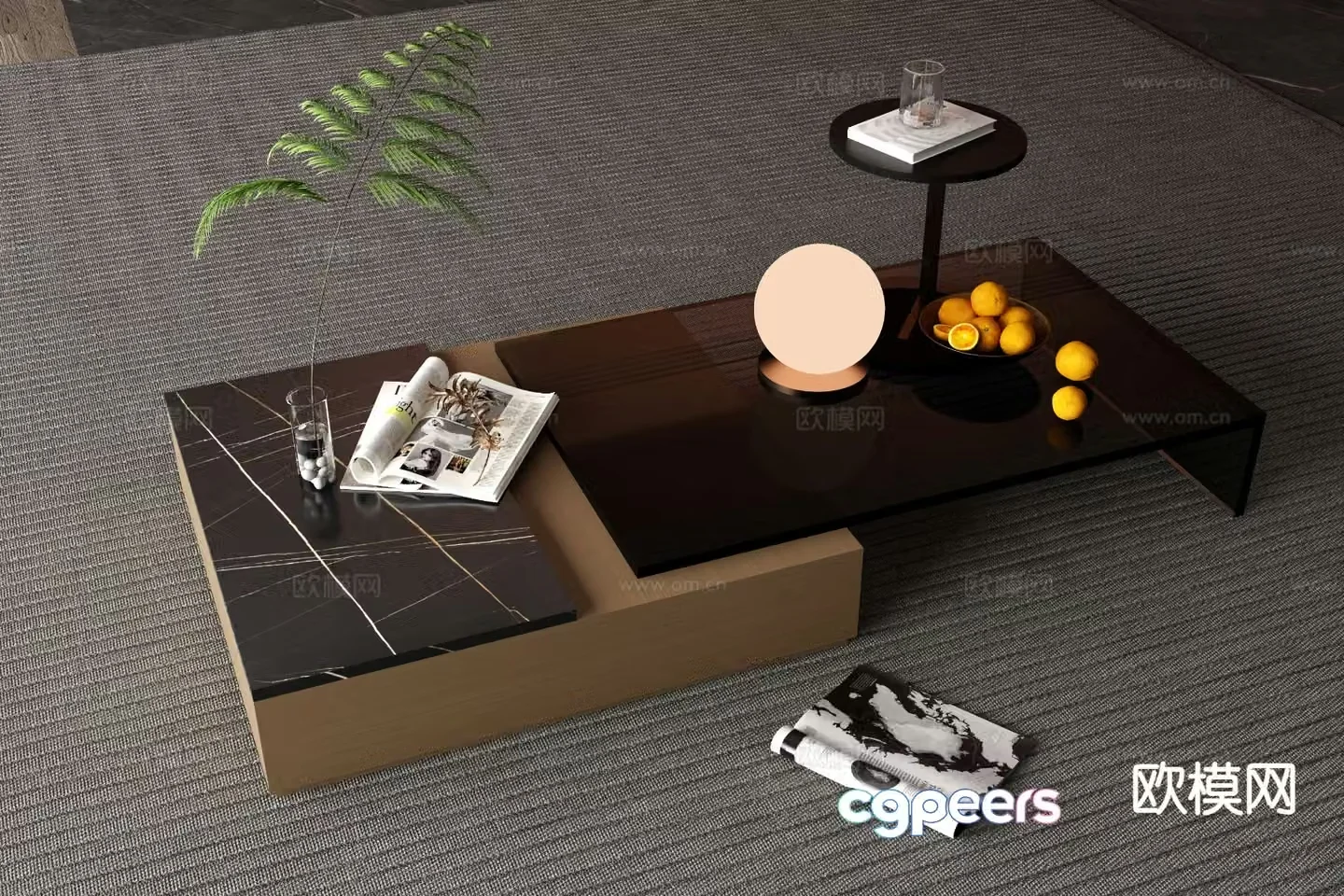 Modern coffee table square coffee table 3d model