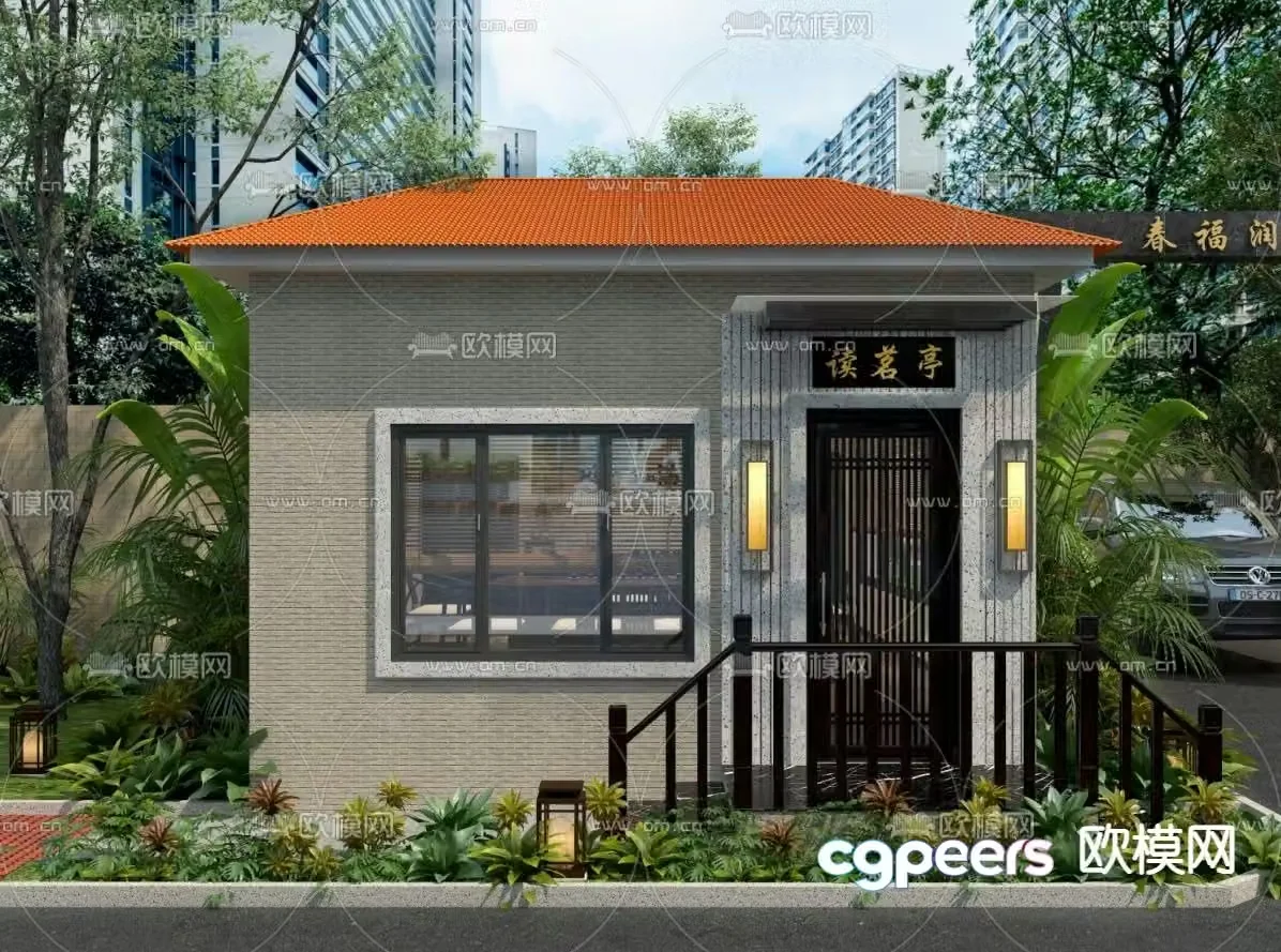 Teahouse door and Dumingting door 3D model