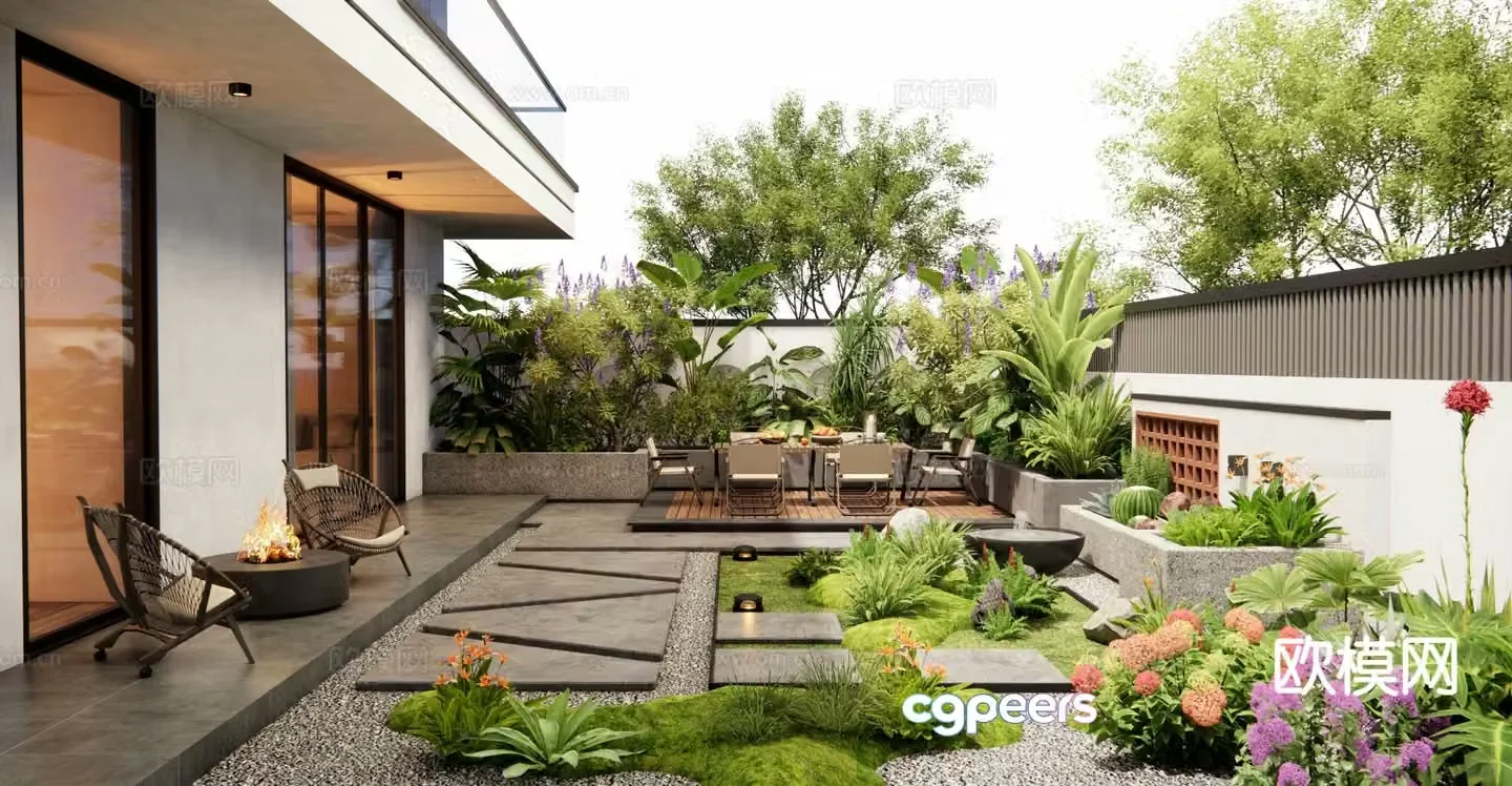 New Chinese style courtyard garden courtyard landscape 3d model