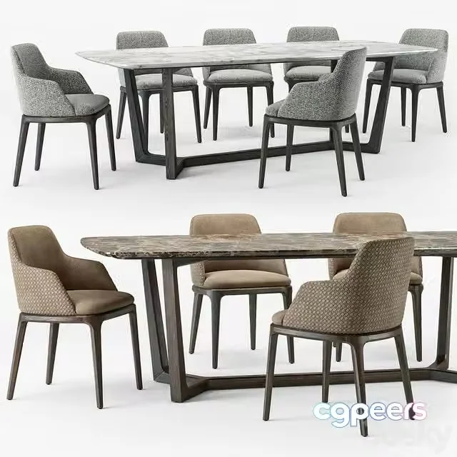 3ds Max Free – Grace armchair concorde table set