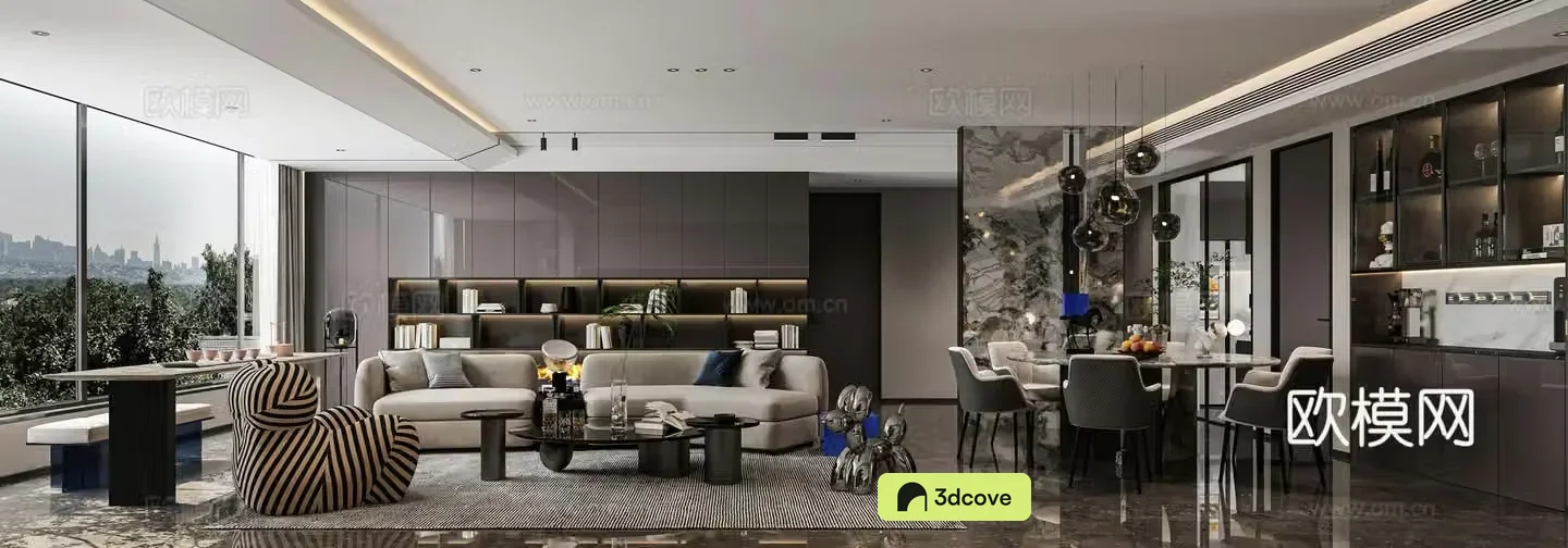 Modern living and dining room