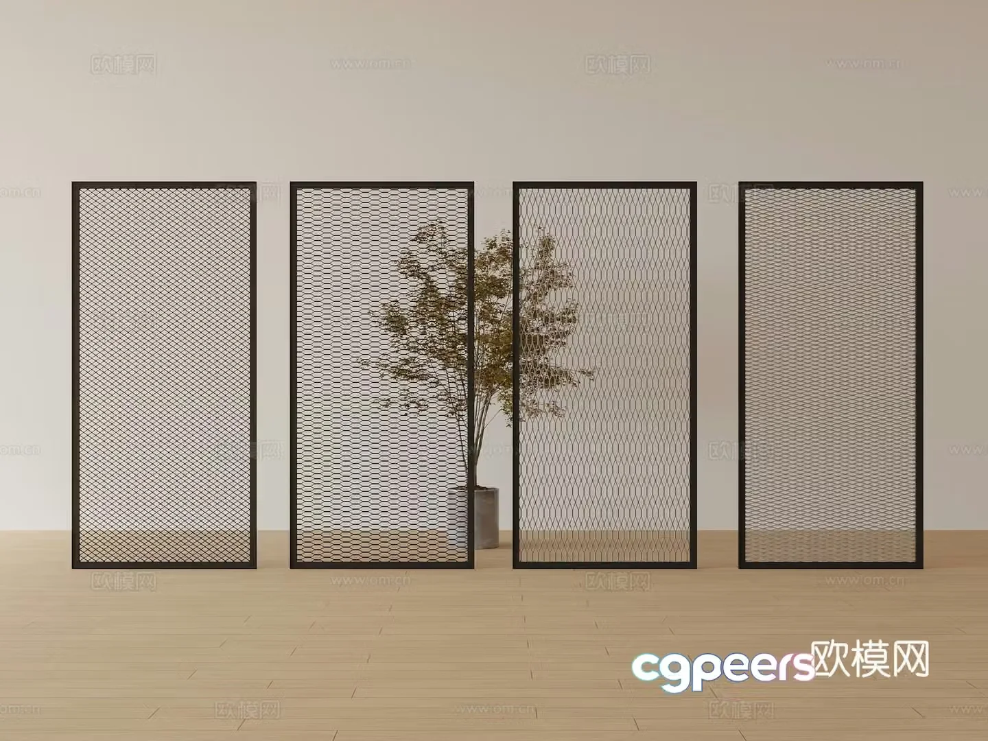 Modern metal partition barbed wire 3d model