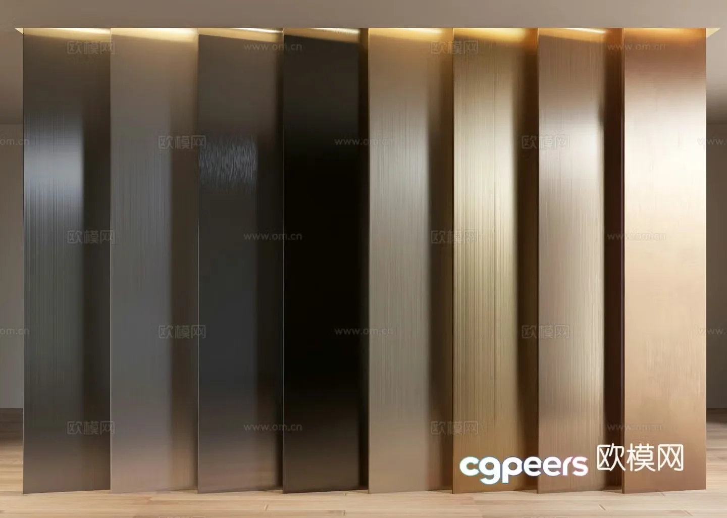 Brushed metal plate wall panel 3D model