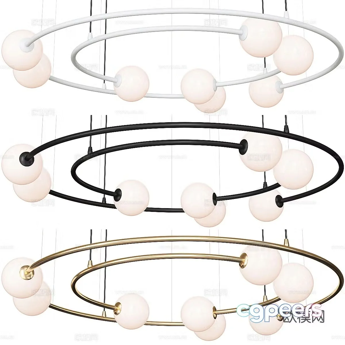 Modern light luxury decorative chandeliers 3d model