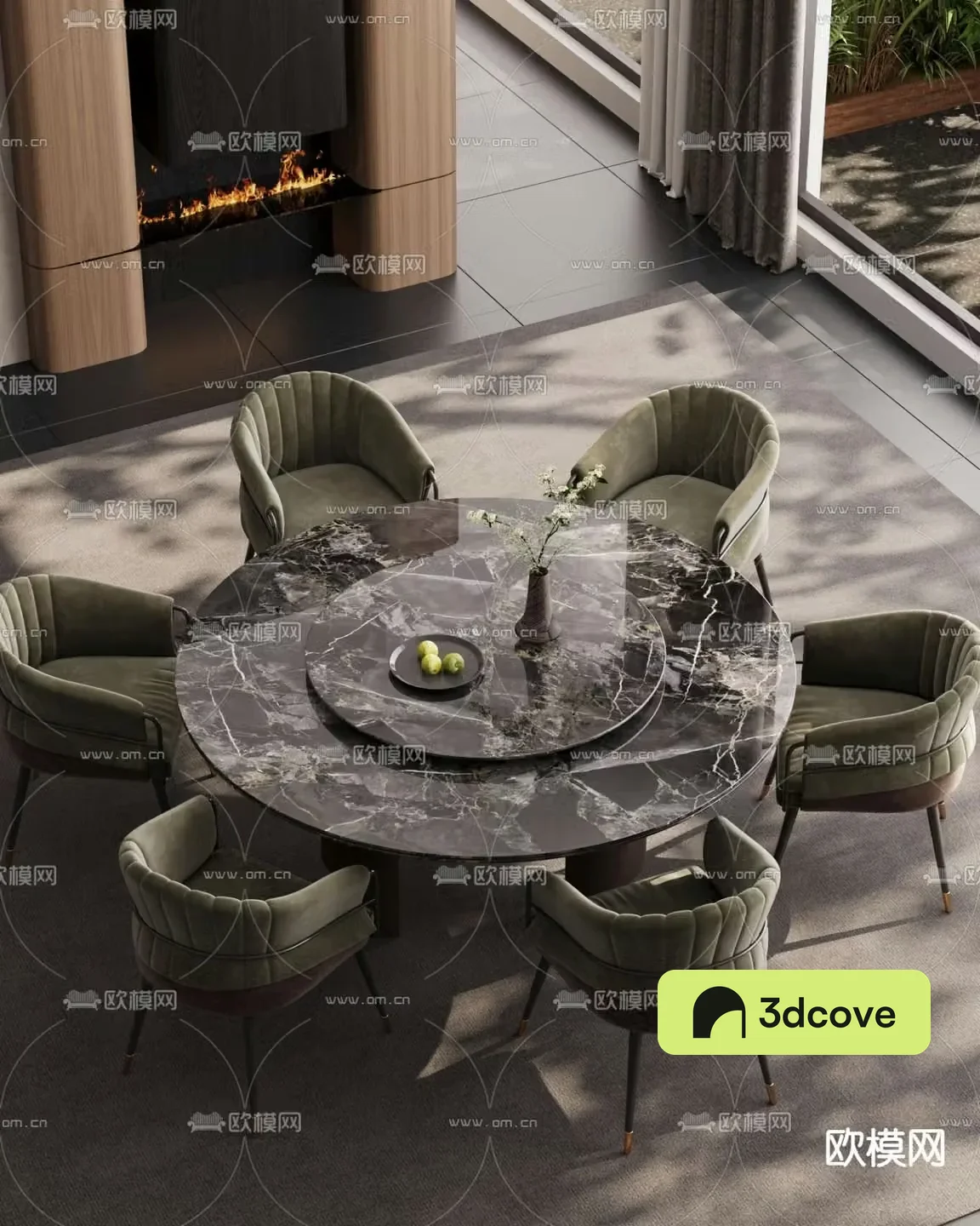 Light luxury dining table and chairs round dining table