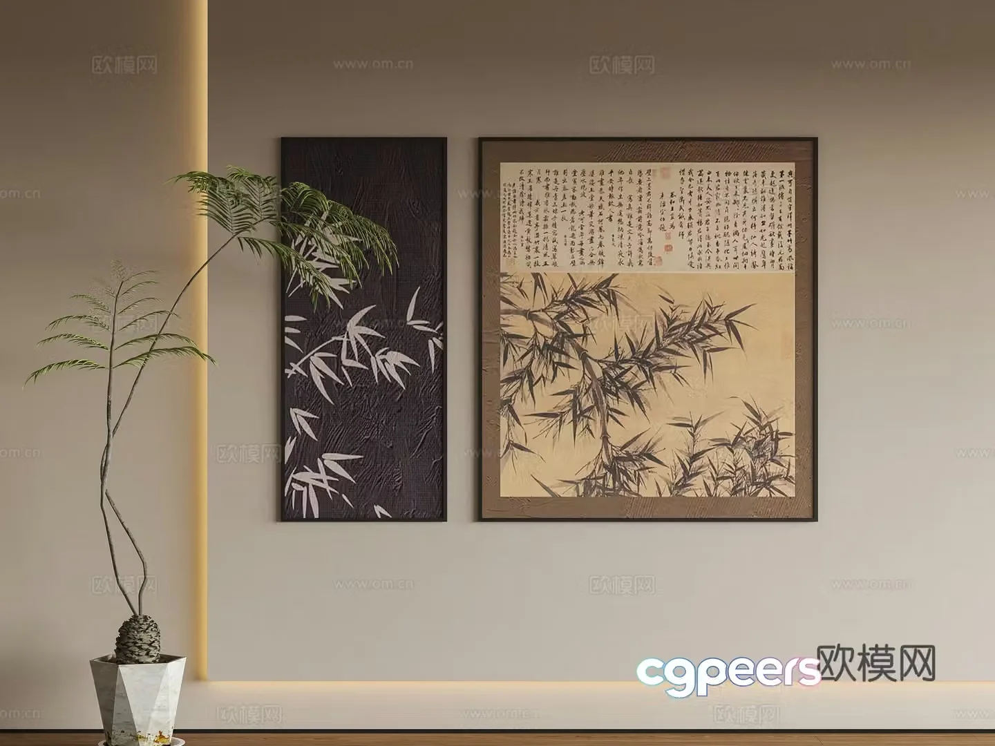 New Chinese style hanging paintings Song style hanging paintings 3D model