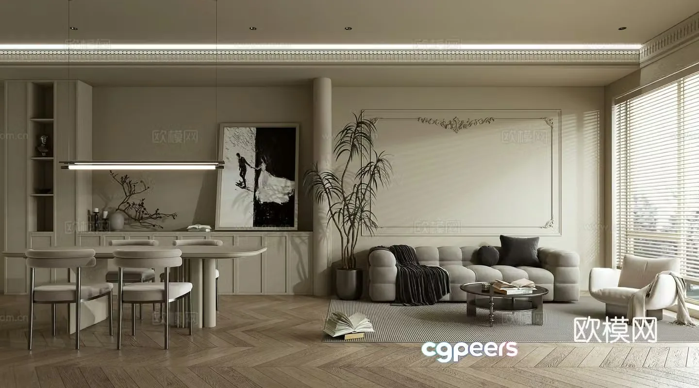 Living and dining room 3d model