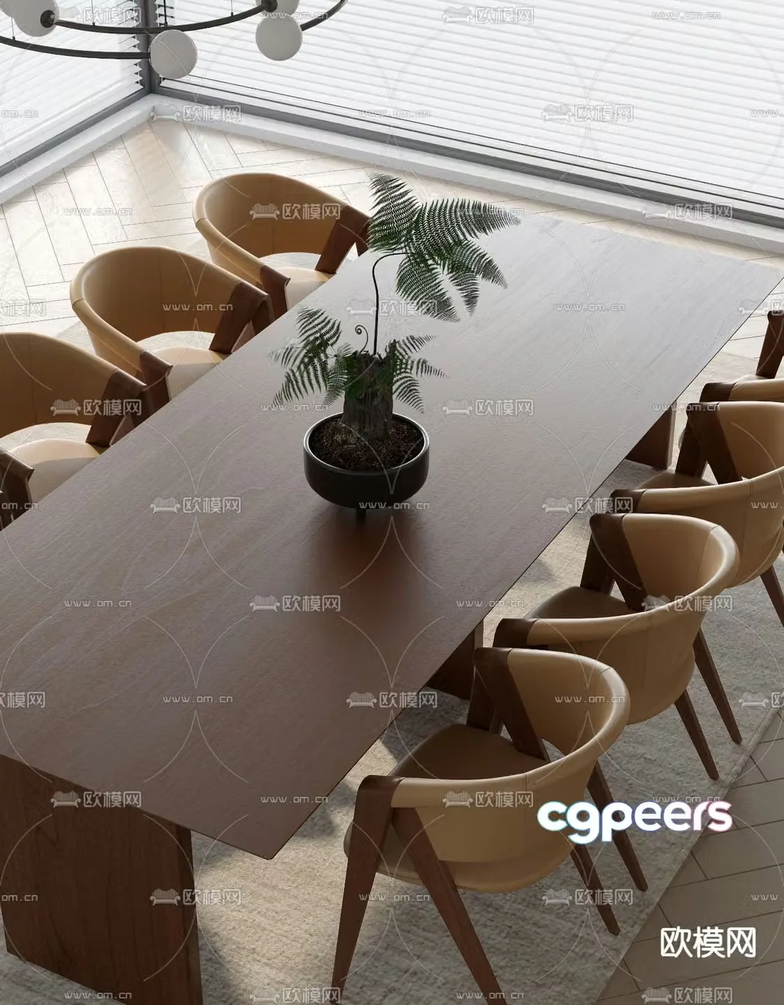Medieval style dining table and chairs log dining table 3d model