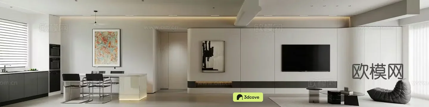 Modern living and dining room