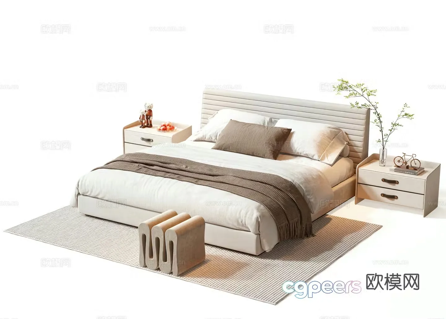 Minotti modern double bed 3d model