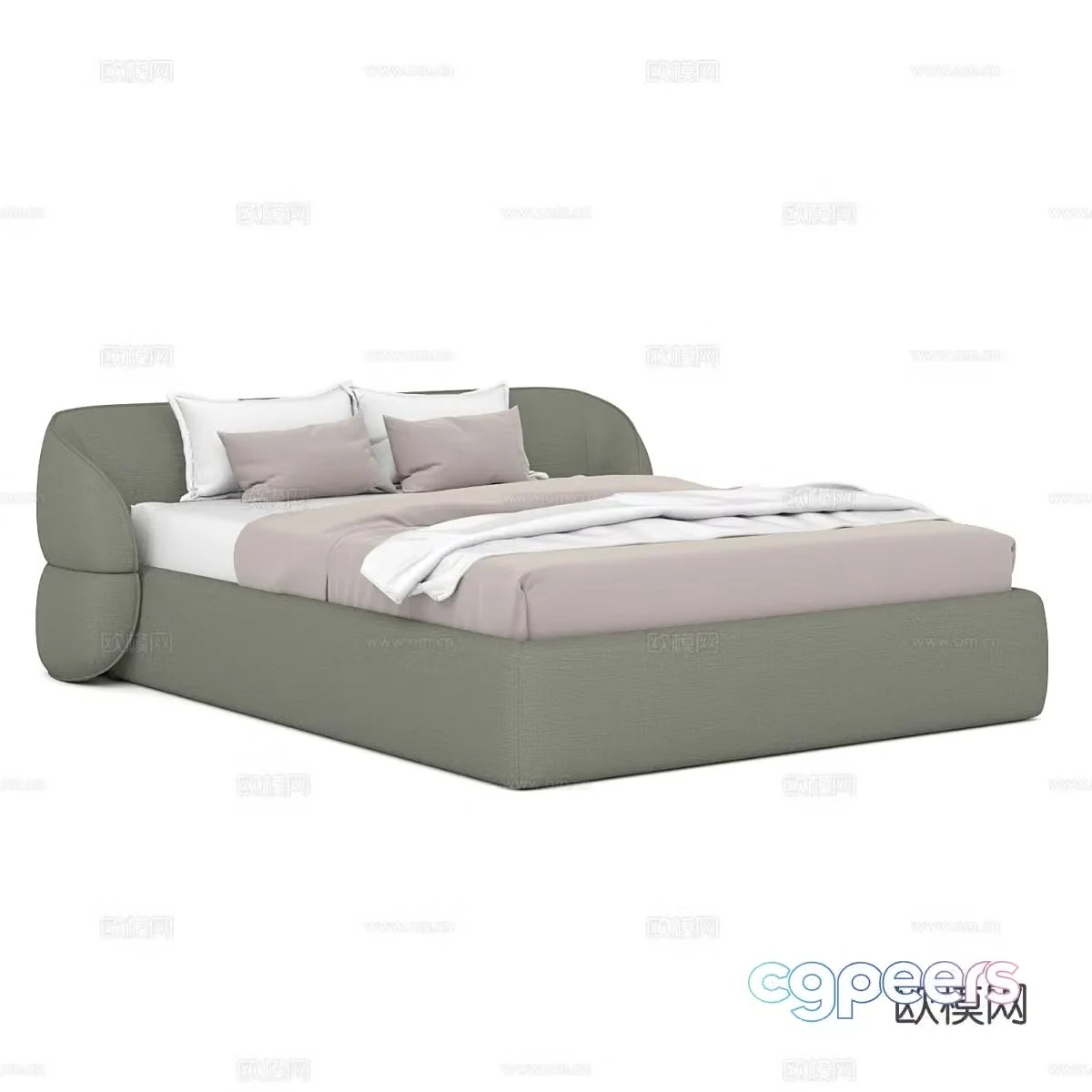 Modern minimalist double bed 3d model