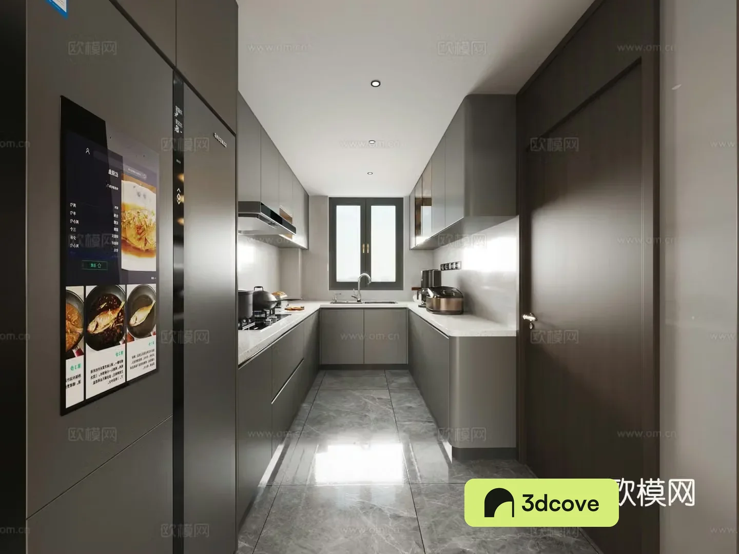 Black white and gray Italian minimalist kitchen