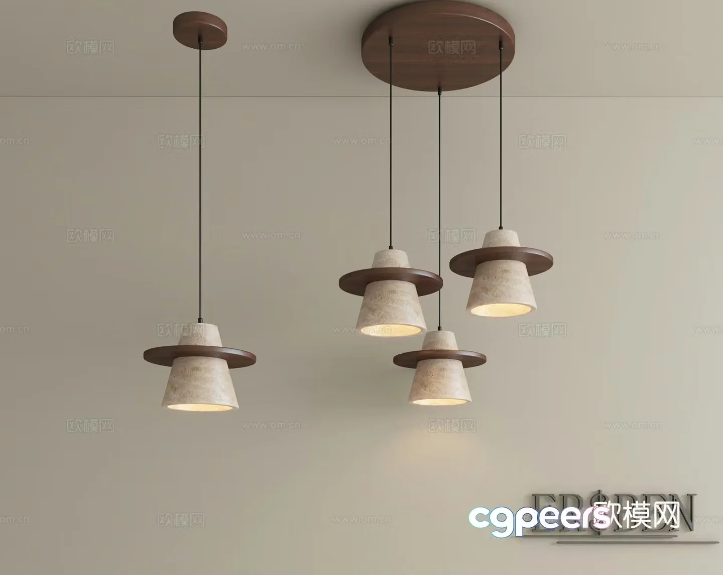 Middle Ages of Wasabi Fenghuang Cave Stone Restaurant Chandelier Eye Protection Solid Wood Bedroom Bedside Small Chandelier 3D Model