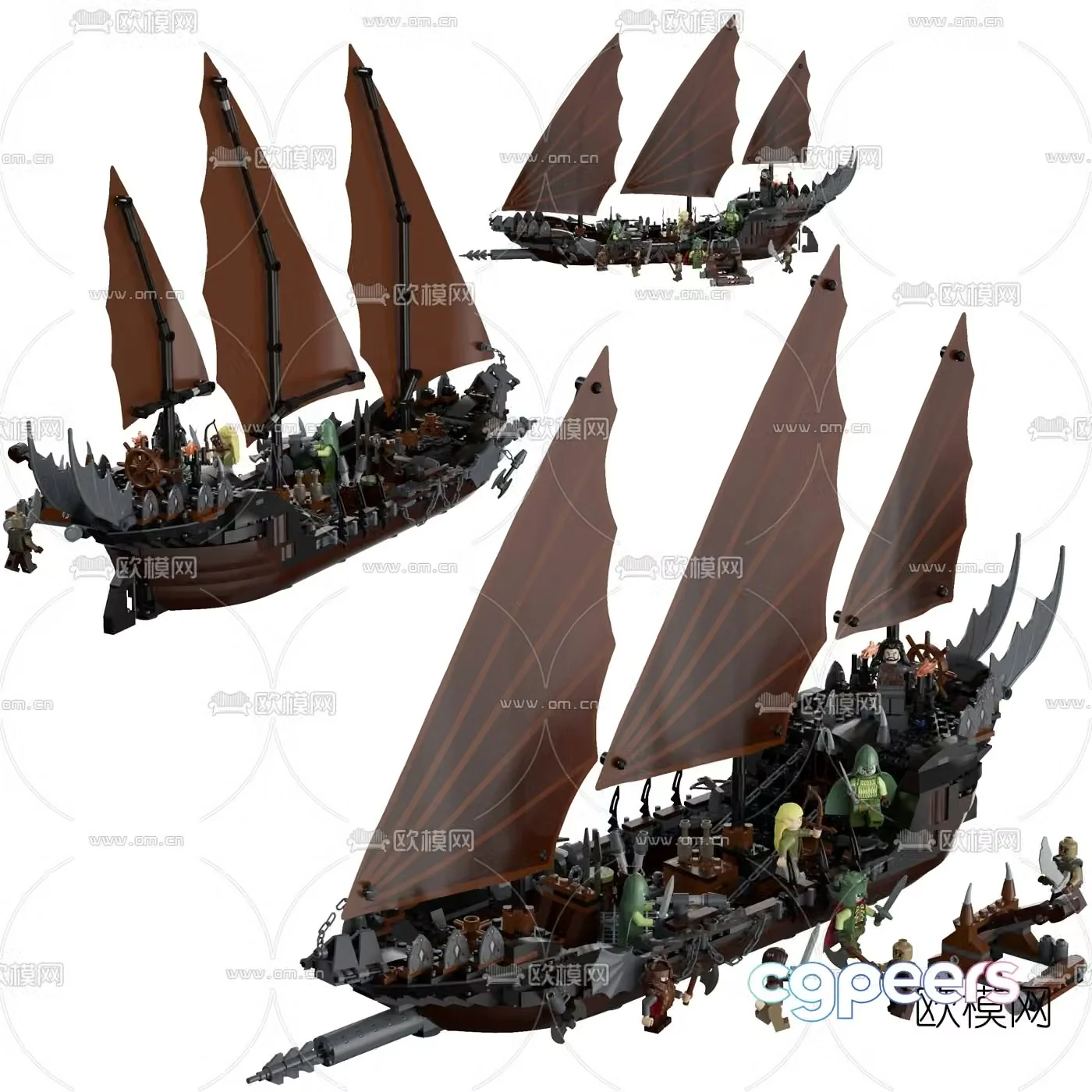 Modern building block Lord of the Rings ghost ship 3d model