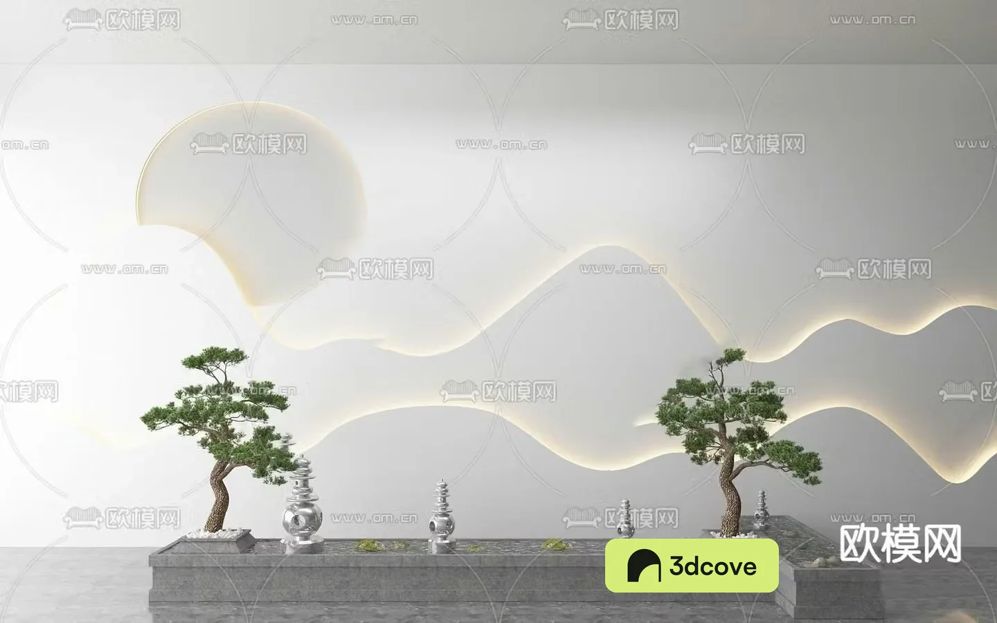 New Chinese style rockery waterscape sketch