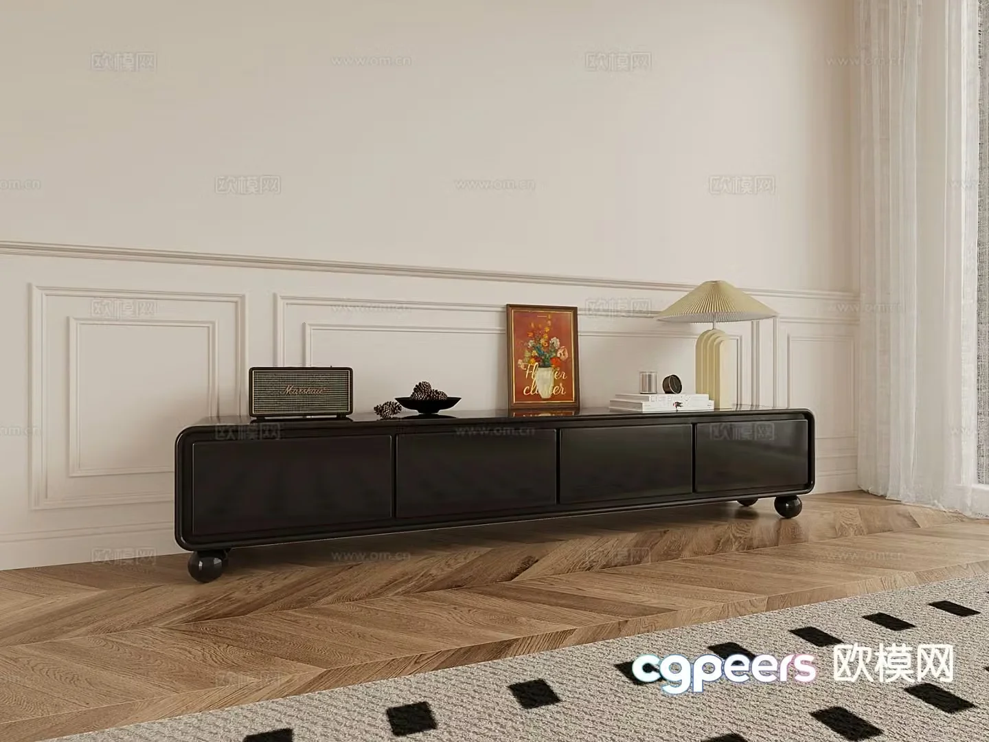 French TV cabinet 3d model