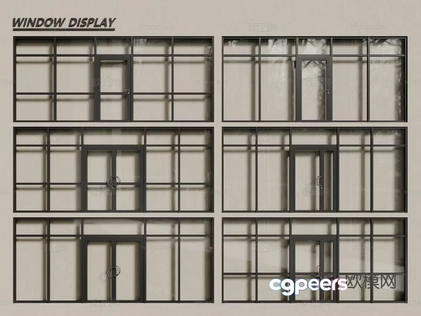 Modern windows aluminum alloy windows glass windows shop curtain wall 3d model