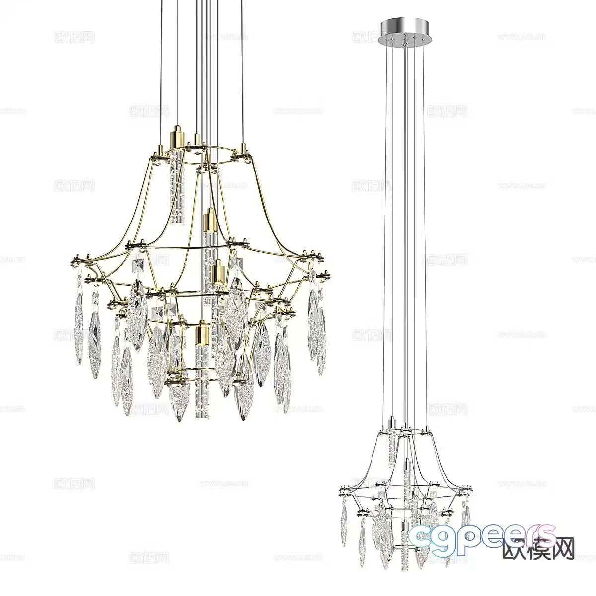 Light luxury crystal lamp chandelier 3d model