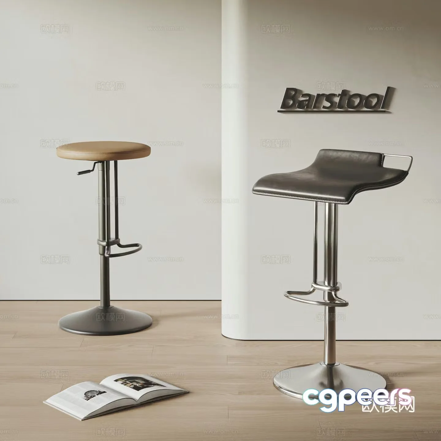 Modern Italian bar chair combination leather bar chair wooden bar chair metal bar chair lift bar chair 3d model