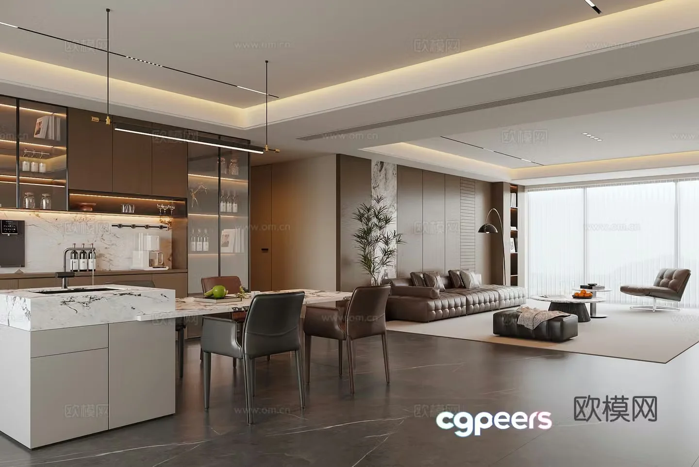 Modern Italian dining room 3d model