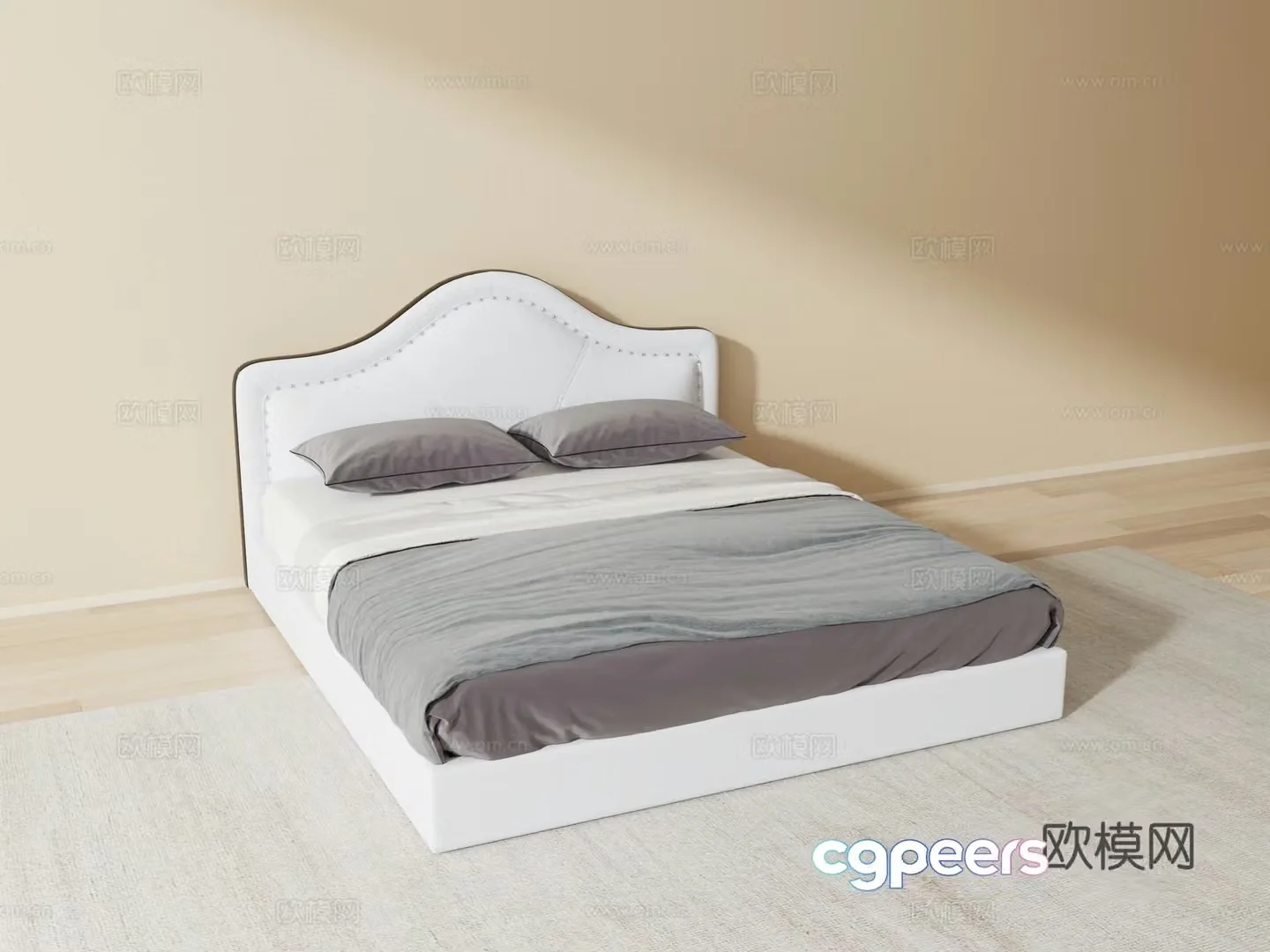 Modern European double bed 3D model