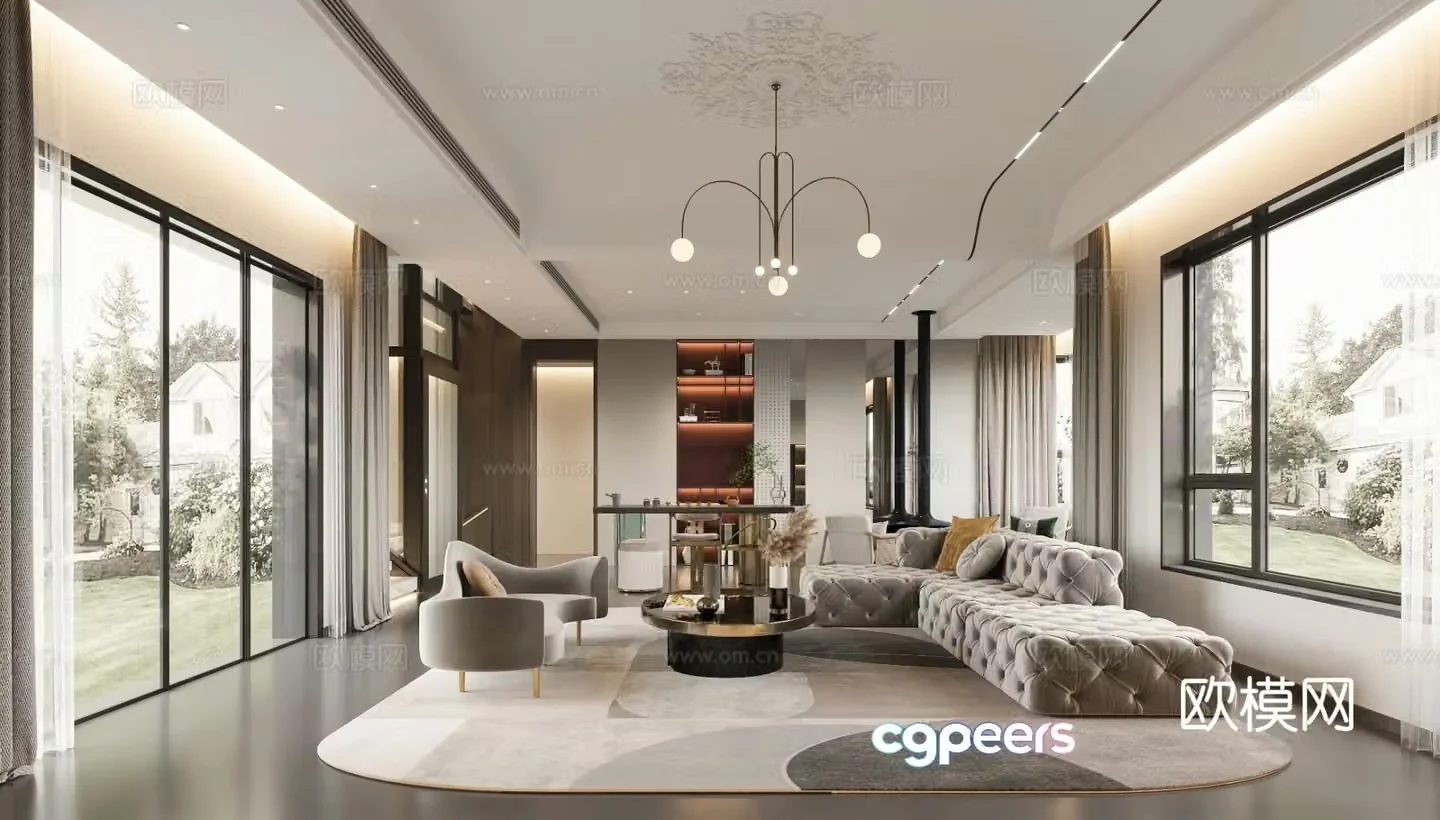 Light luxury living room 3D model
