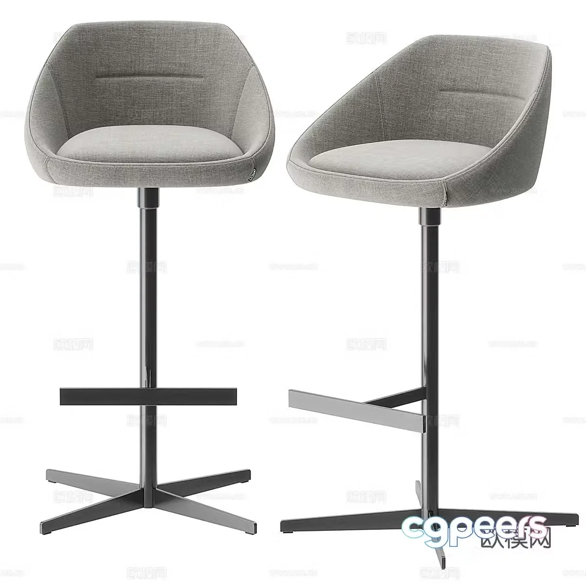 Modern Italian Ezy Bar Chair 3D Model