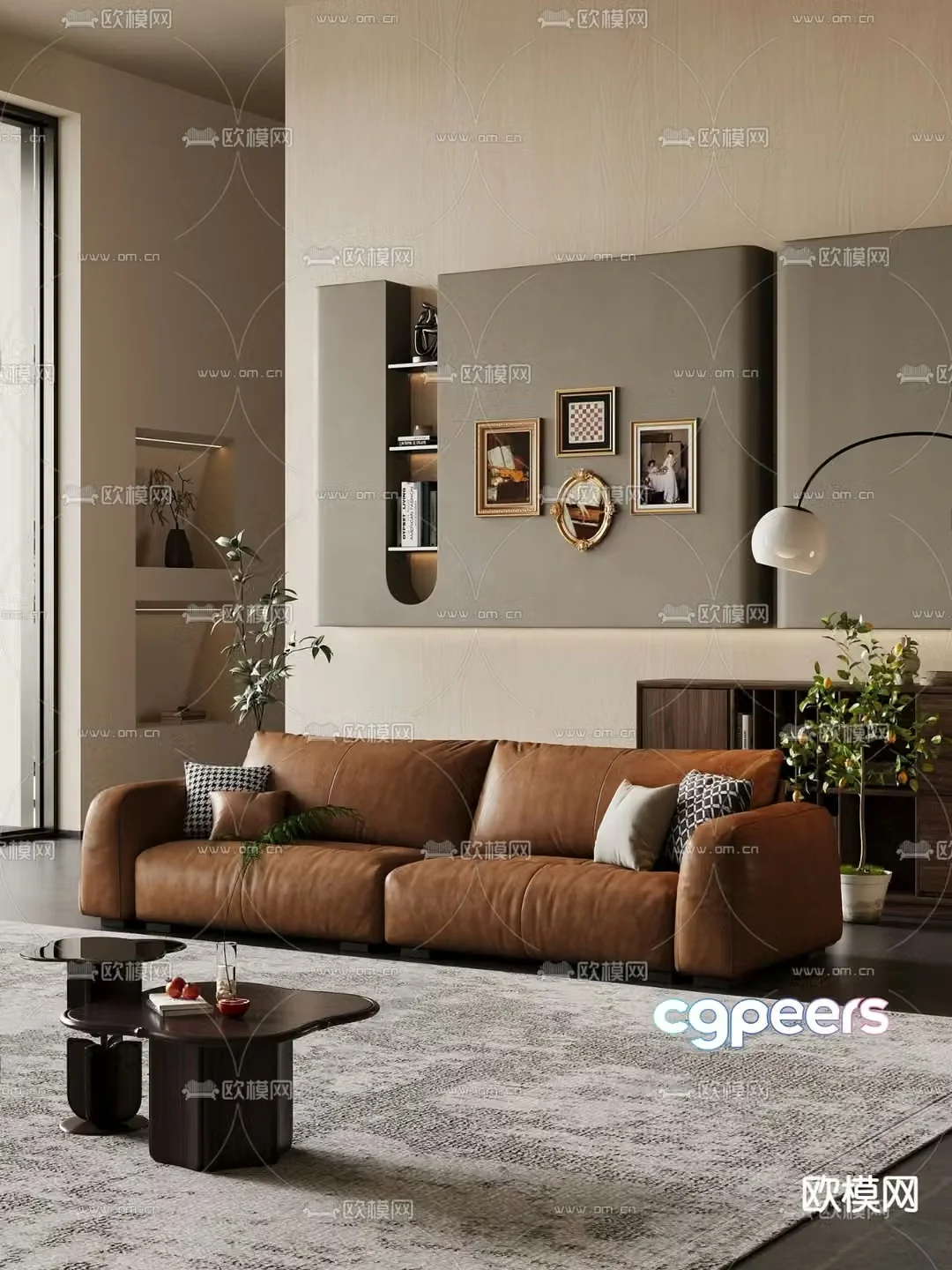 leather sofa loveseat 3d model