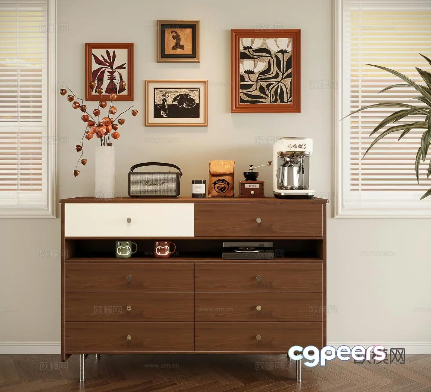 Medieval style sideboard 3d model
