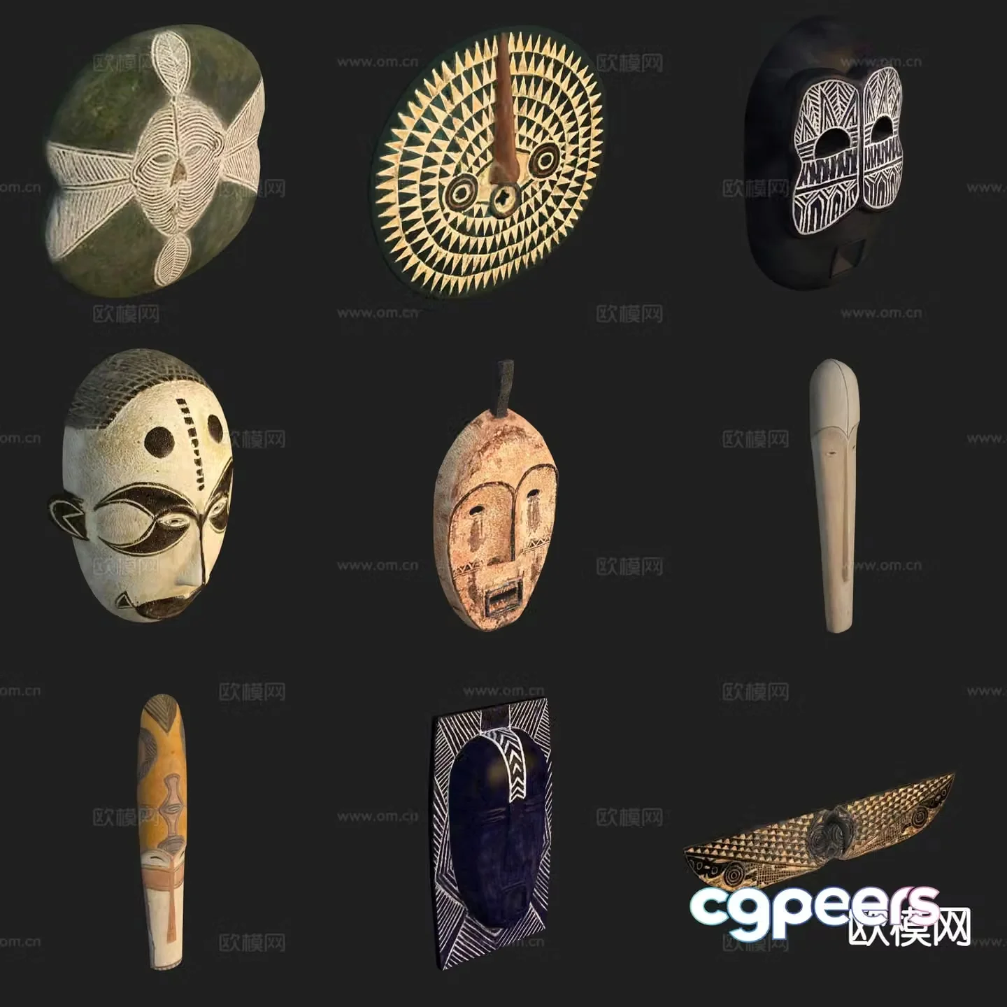 Crafts art ornaments facial makeup wall decoration 3D model