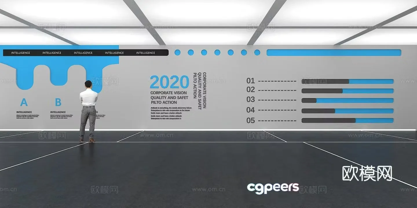 Cultural wall Corporate culture wall Display wall Classroom Exhibition hall Campus culture Corridor 3D model