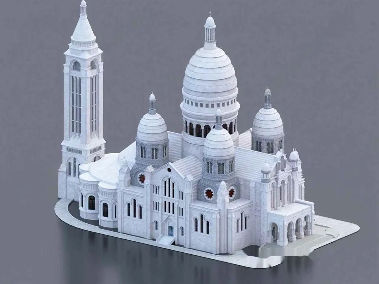 The Main Subject Is A White Church Building 3D Model – 9383 – VRAY Render
