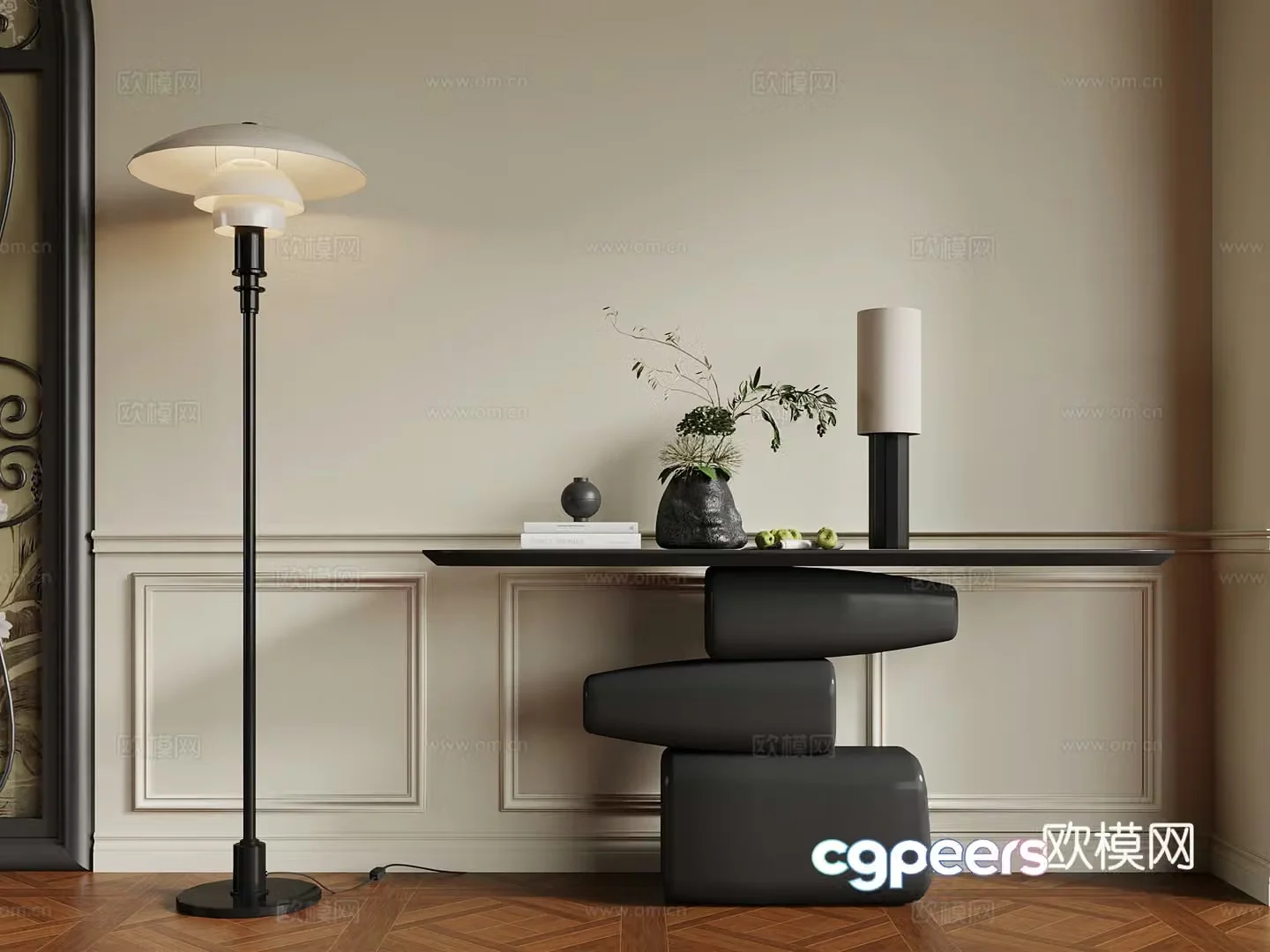 French entrance cabinet floor lamp 3D model