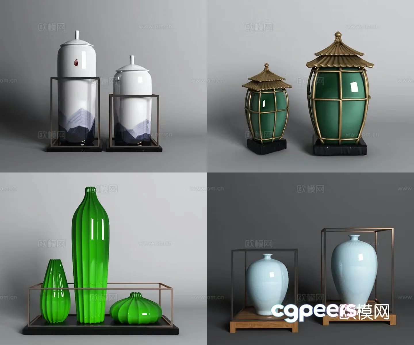 New Chinese porcelain vase jade 3d model