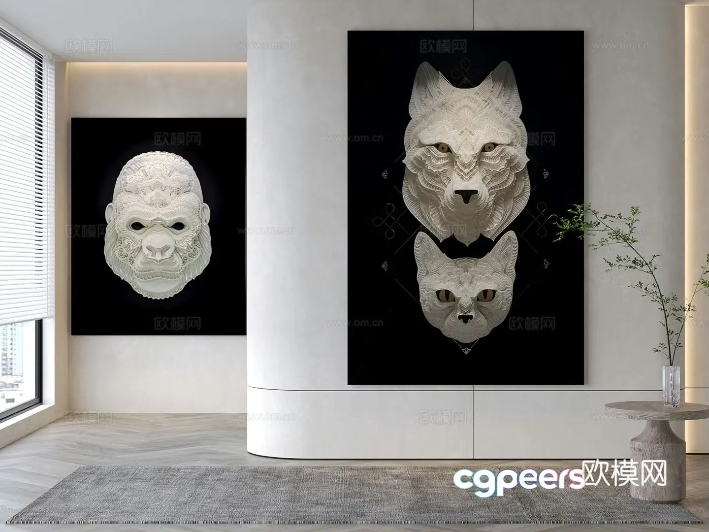 Modern decorative painting Animal hanging painting 3d model