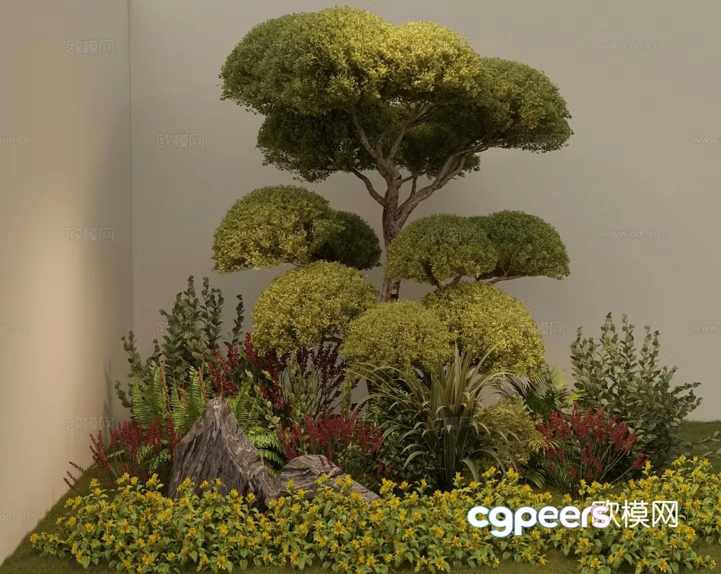 Green plant landscaping plant pile 3D model