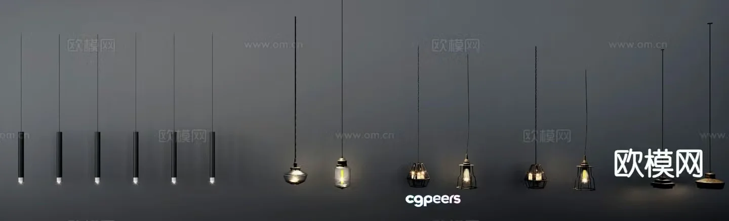 Industrial style small chandelier bedside small chandelier 3d model