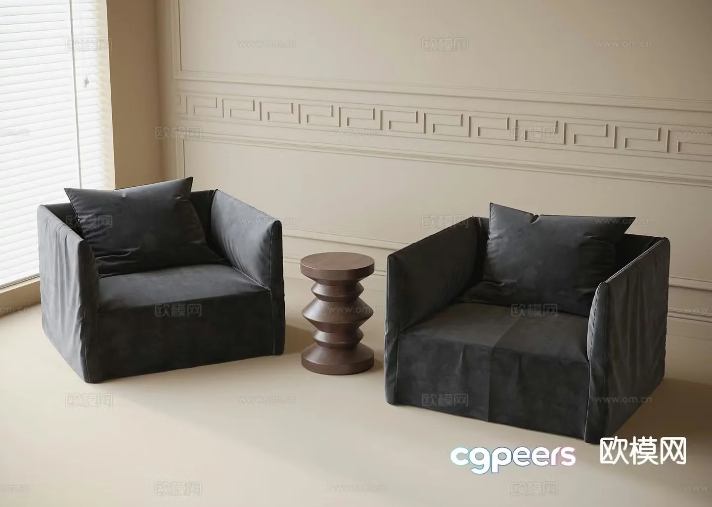 Modern negotiation sofa leisure sofa 3d model