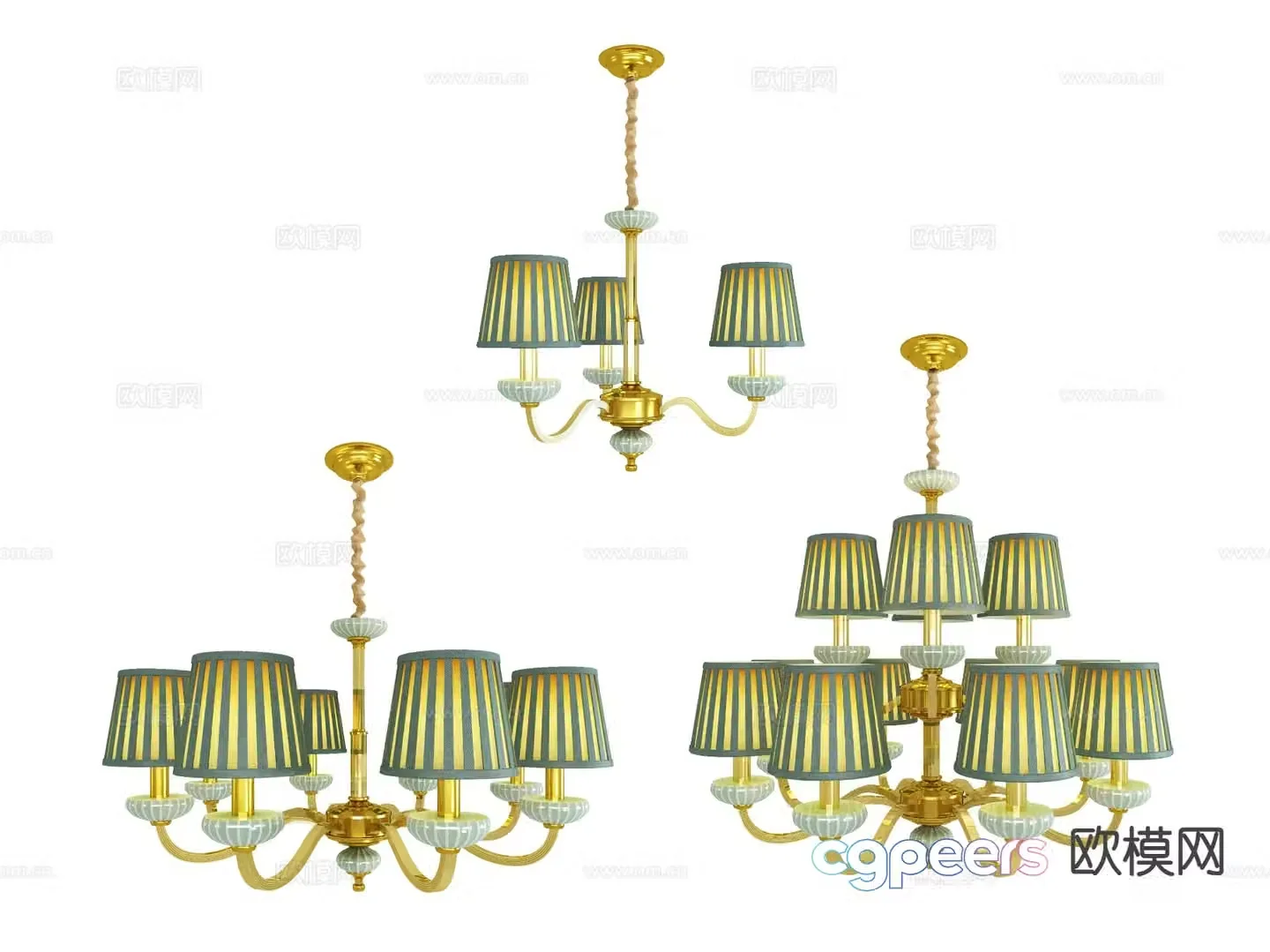 American ceramic chandelier multi-head chandelier 3D model