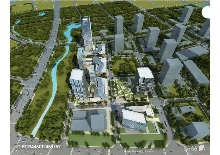 A 3D Rendering Of A Cityscape With Buildings And Roads 3D Model – 3064 – VRAY Render