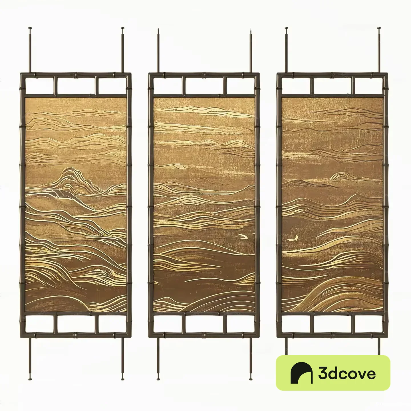 Three Wall Hangings With A Desert Landscape