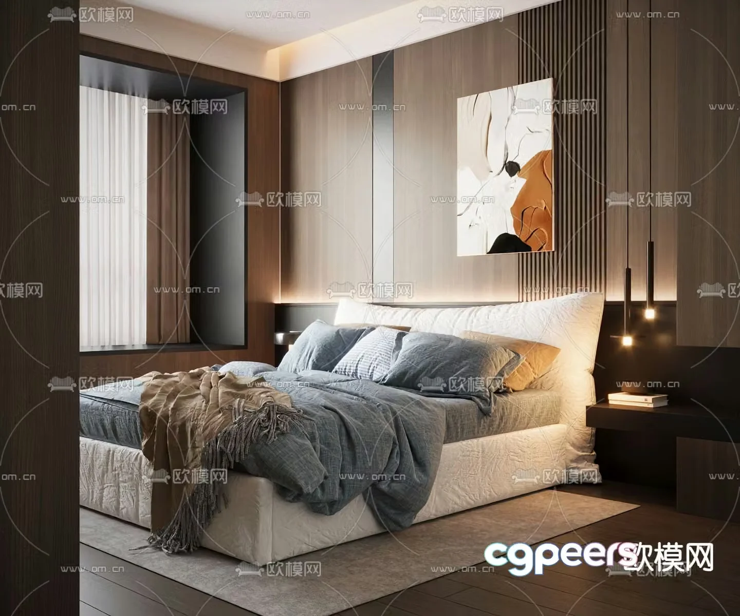 Italian double bed 3d model